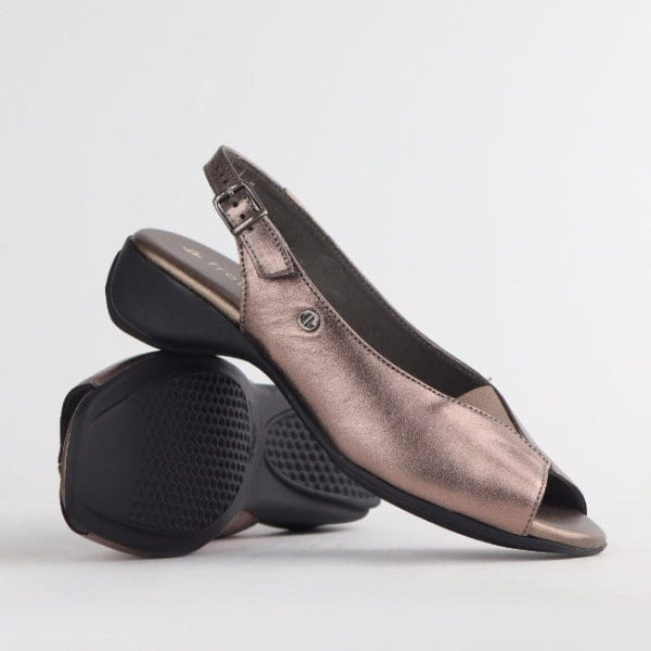 Froggie Shoes Shoes Open Toe Slingback Sandal in Lead Metallic - 10345