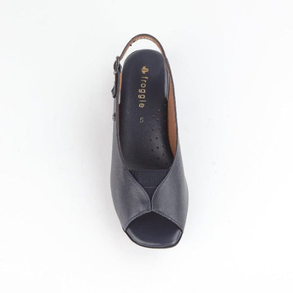 Froggie Shoes Shoes Open Toe Slingback Sandal in Navy - 10345