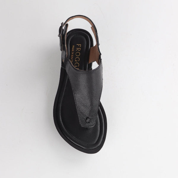 Froggie Shoes Shoes Rox Toe Thong Slingback Sandal in Black - 12880