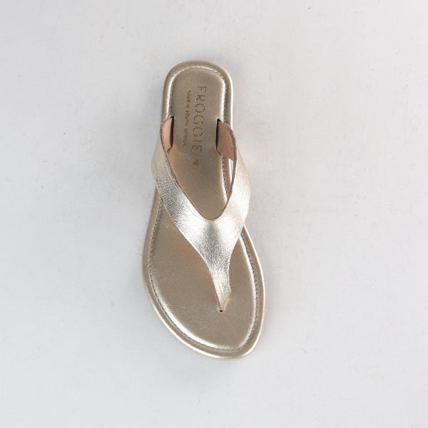 Froggie Shoes Shoes Slim-Line Thong Sandals in Gold - 13001