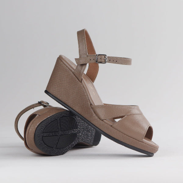 Froggie Shoes Shoes Slingback Peep Toe Wedge Sandal Stone Multi - 12875