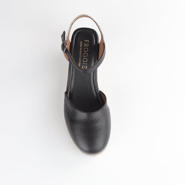 Froggie Shoes Shoes Slingback Wedge Sandal Black Multi - 10609