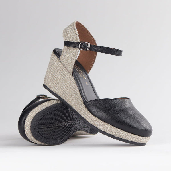 Froggie Shoes Shoes Slingback Wedge Sandal Black Multi - 10609