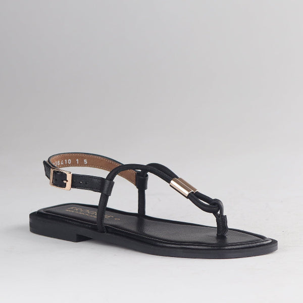 Froggie Shoes Shoes Spaghetti jewel thong Flat Sandal in Black - 12994