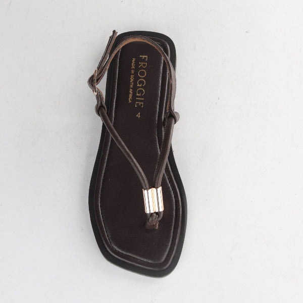 Froggie Shoes Shoes Spaghetti jewel thong Flat Sandal in Brown - 12994