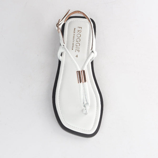 Froggie Shoes Shoes Spaghetti jewel thong Flat Sandal in White - 12994