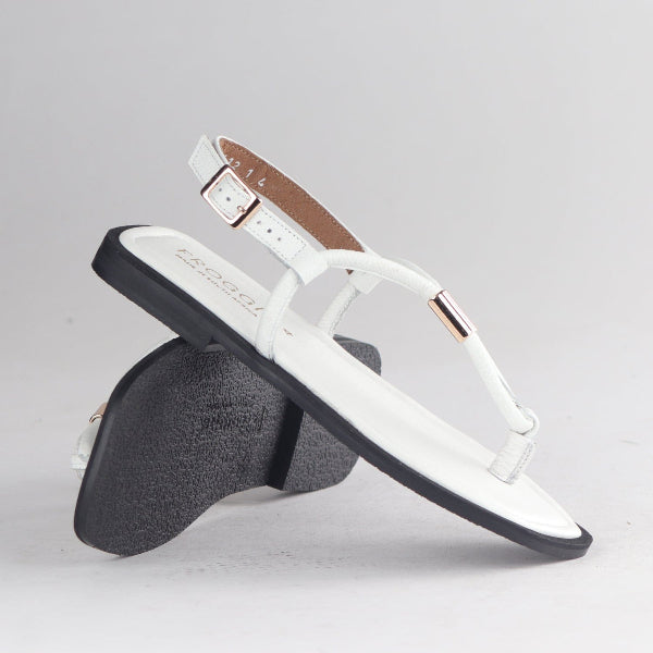 Froggie Shoes Shoes Spaghetti jewel thong Flat Sandal in White - 12994