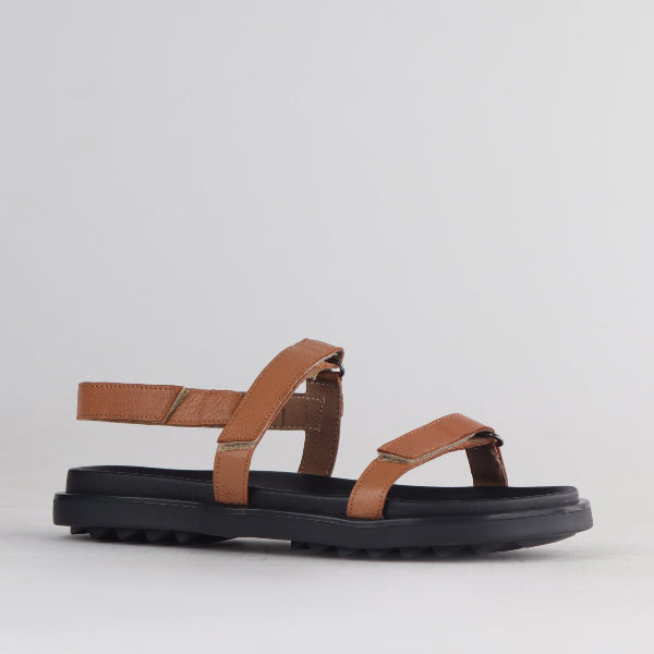 Froggie Shoes Shoes Strappy Flat Sandal in Tan - 12690