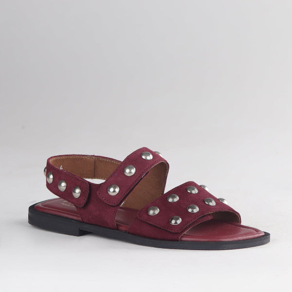 Froggie Shoes Shoes Studded slingback flat sandal in Burgundy - 13005