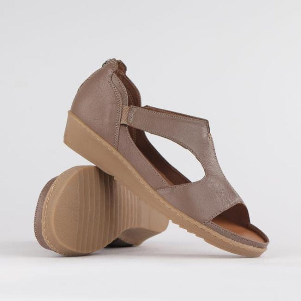 Froggie Shoes Shoes T-bar Sandal with Removable Footbed in Stone - 12707