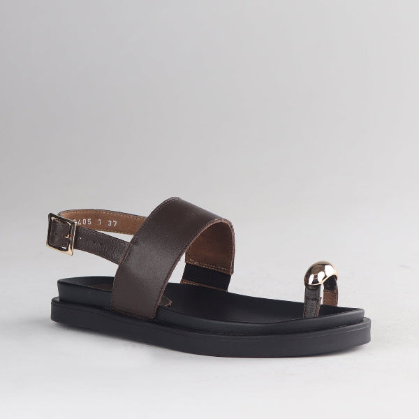 Froggie Shoes Shoes Toe Jewel Flat sandal in Brown - 13006