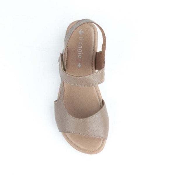 Froggie Shoes Shoes Wider Fit Slingback Flat Sandal in Stone - 12221