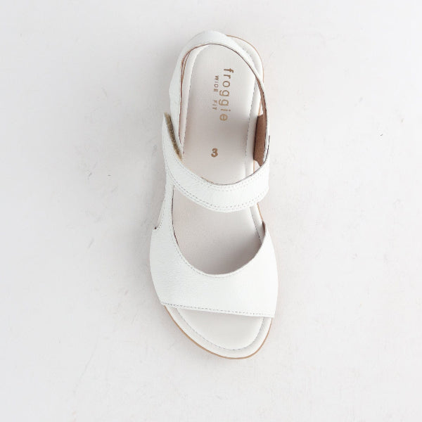 Froggie Shoes Shoes Wider Fit Slingback Flat Sandal in White - 12221