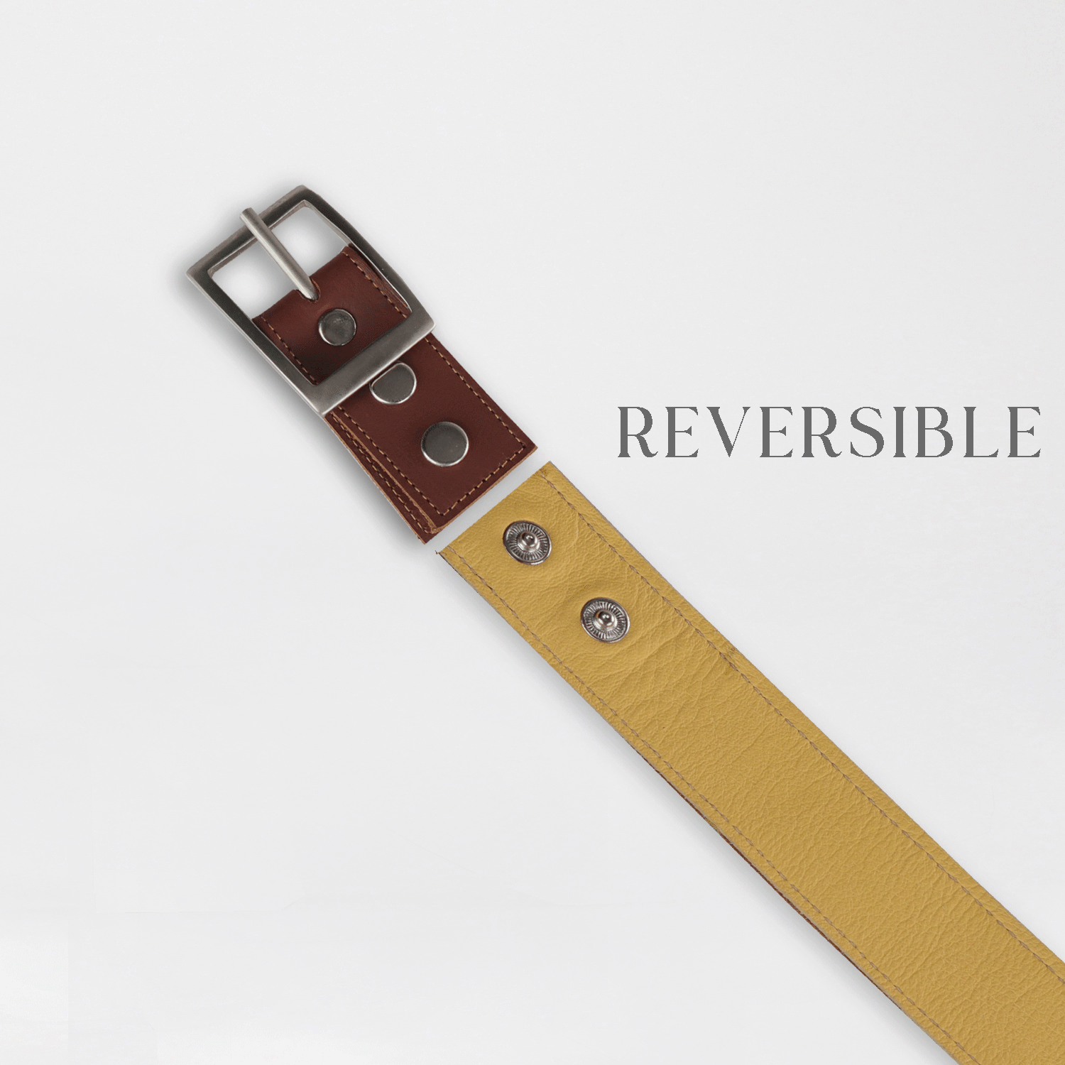 Women's Reversible Belt in Chestnut and Butter yellow | South