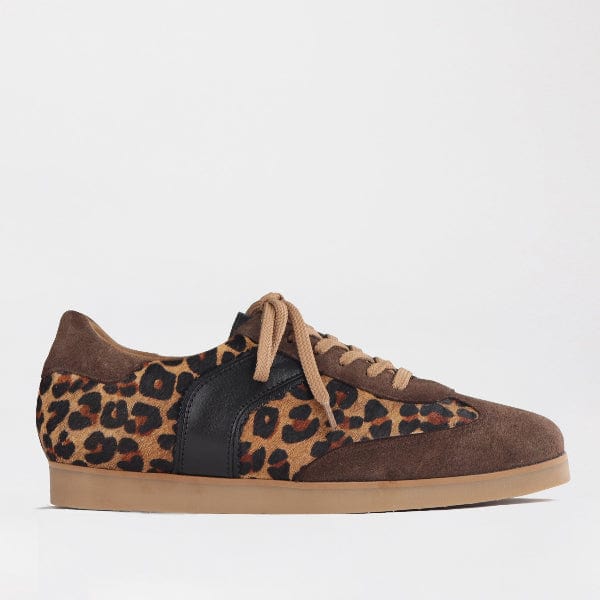 Froggie Shoes Shoes 12805 / Cheetah Tan Multi / 36 Lace -Up Sleek Retro Sneaker in Cheetah Print Multi - 12805