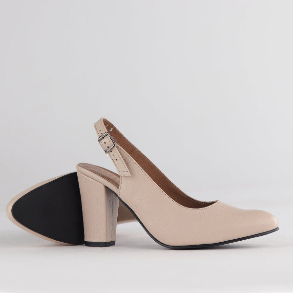 Froggie Shoes Shoes Block Heel Slingback in Ivory - 12790