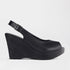 Froggie Shoes Shoes C36 / Black / 12943 Slingback Peep Toe Wedge Sandal in Black - 12943