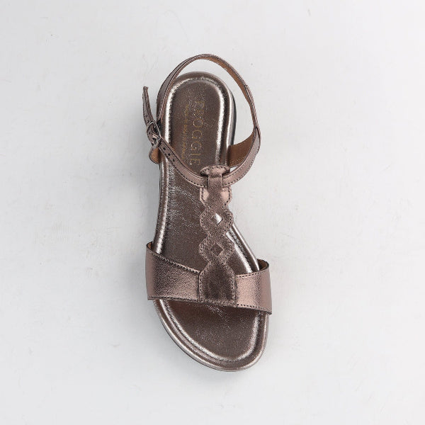 Froggie Shoes Shoes Slingback T-bar Flat Sandal in Lead Metallic - 12963