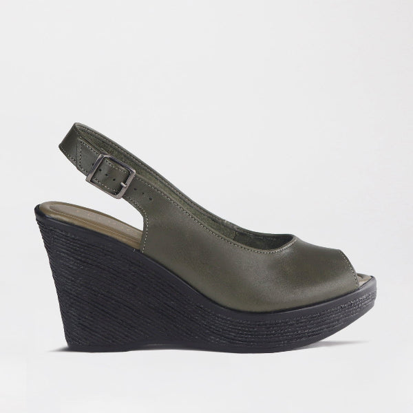 Froggie Shoes Shoes C36 / Forest / 12943 Slingback Peep Toe Wedge Sandal in Forest - 12943