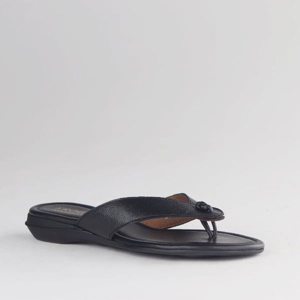Froggie Shoes Shoes Open-toe slip-on V -mule flat sandal in Black - 12955
