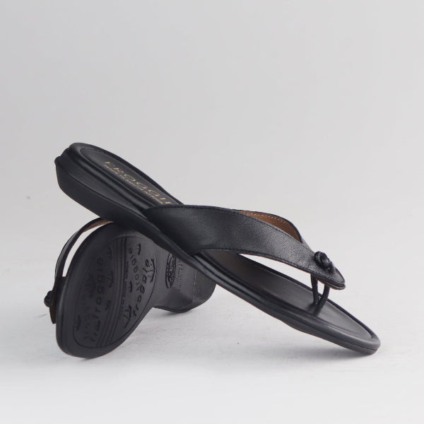 Froggie Shoes Shoes Open-toe slip-on V -mule flat sandal in Black - 12955