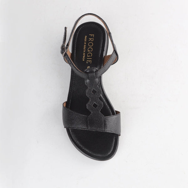 Froggie Shoes Shoes Slingback T-bar Flat Sandal in Black - 12963