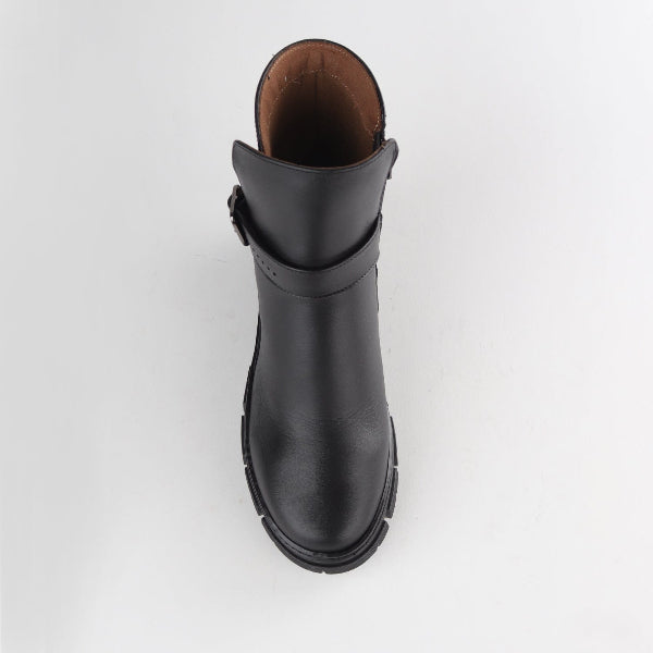 Froggie Shoes Shoes Ankle Boot with a Chunky Twist Sole and Strap in Black - 12799