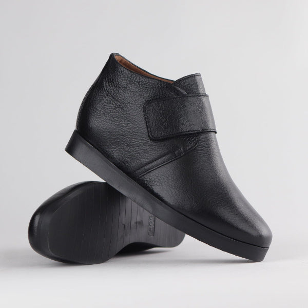 Froggie Shoes Shoes Square Toe Ankle Boot with Velcro Strap in Black - 12768