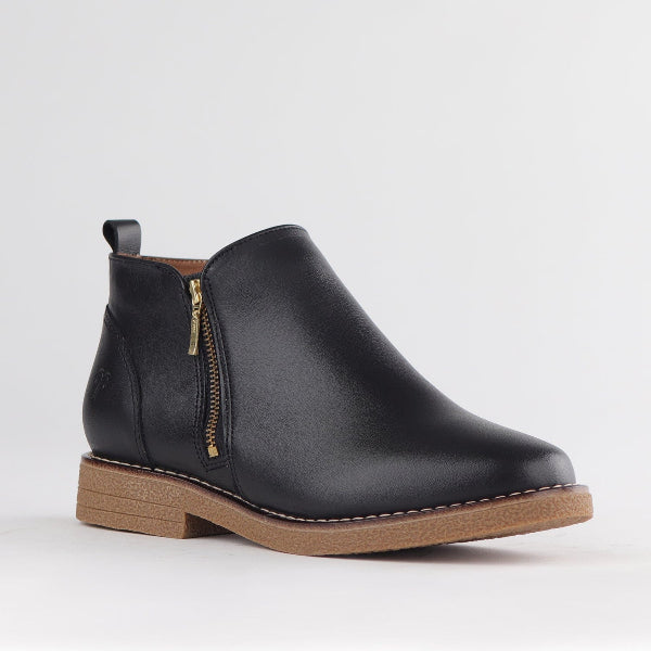 Froggie Shoes Shoes Ankle Boot with Gold Zip in Black Multi - 12777