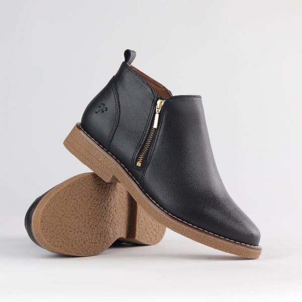 Froggie Shoes Shoes Ankle Boot with Gold Zip in Black Multi - 12777
