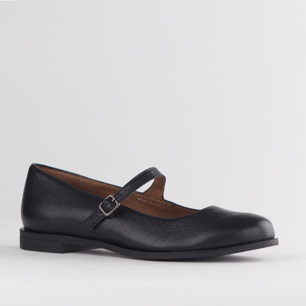 Factory Shop Shoes Penny Pump with Bar Strap in Black -12883