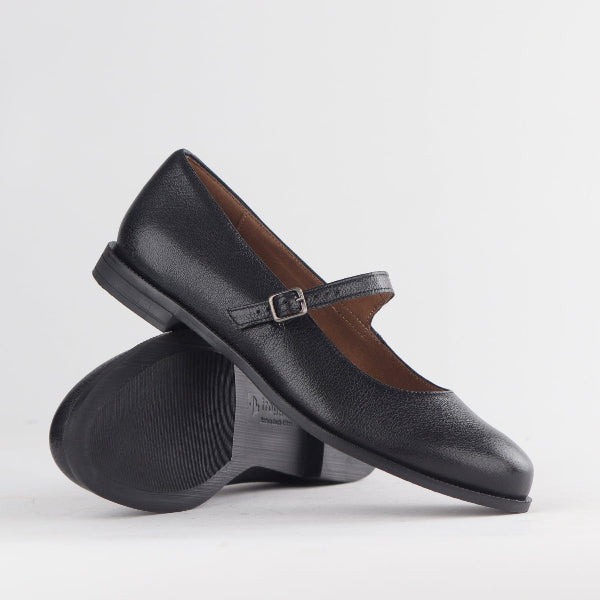 Factory Shop Shoes Penny Pump with Bar Strap in Black -12883