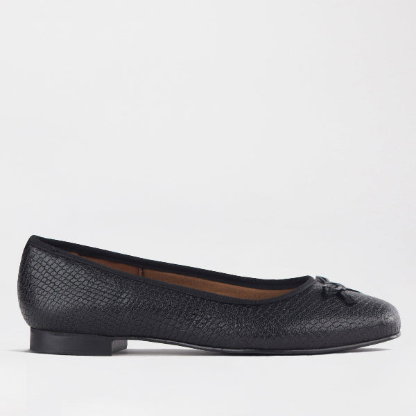 Froggie Shoes Shoes 3 / Black Multi / 12796 Soft Square Toe Ballerina Flat Pump with Bow in Black Multi- 12796