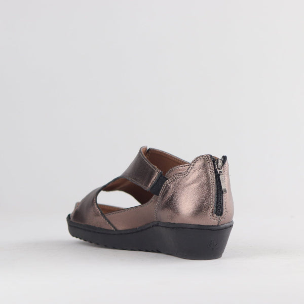 Froggie Shoes Shoes Close Back T-bar Sandal with Removable Footbed in Lead Metallic - 12707