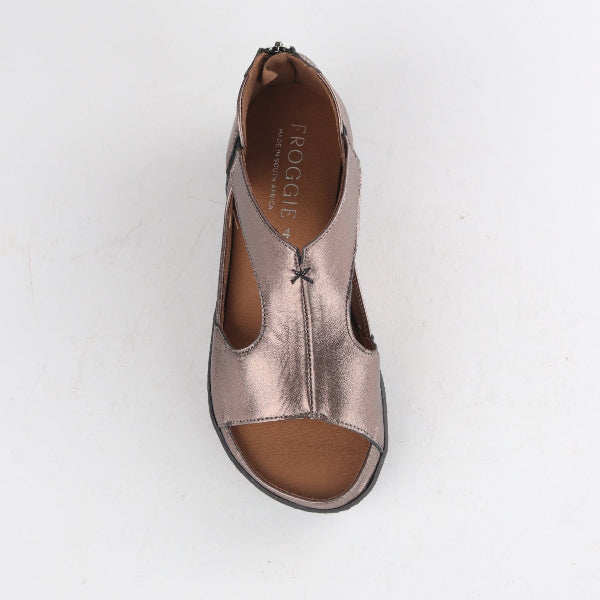 Froggie Shoes Shoes Close Back T-bar Sandal with Removable Footbed in Lead Metallic - 12707