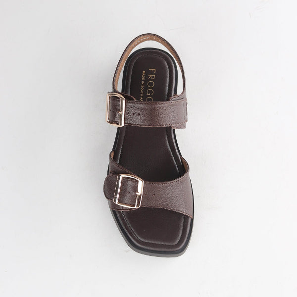 Froggie Shoes Shoes Double Buckle Sling Sandal in Brown - 12881