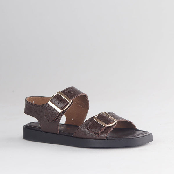 Froggie Shoes Shoes Double Buckle Sling Sandal in Brown - 12881