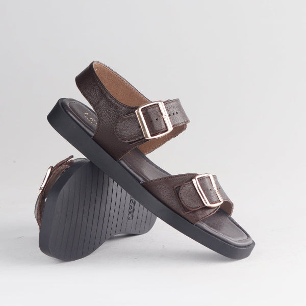 Froggie Shoes Shoes Double Buckle Sling Sandal in Brown - 12881