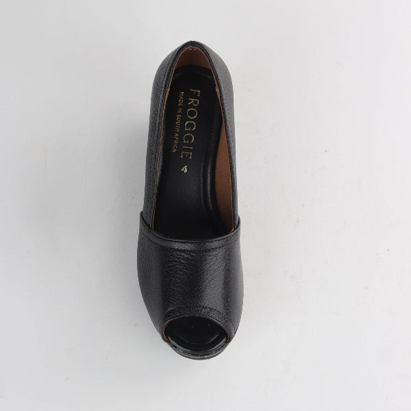 Froggie Shoes Shoes Peep Toe Wedge in Black - 11171