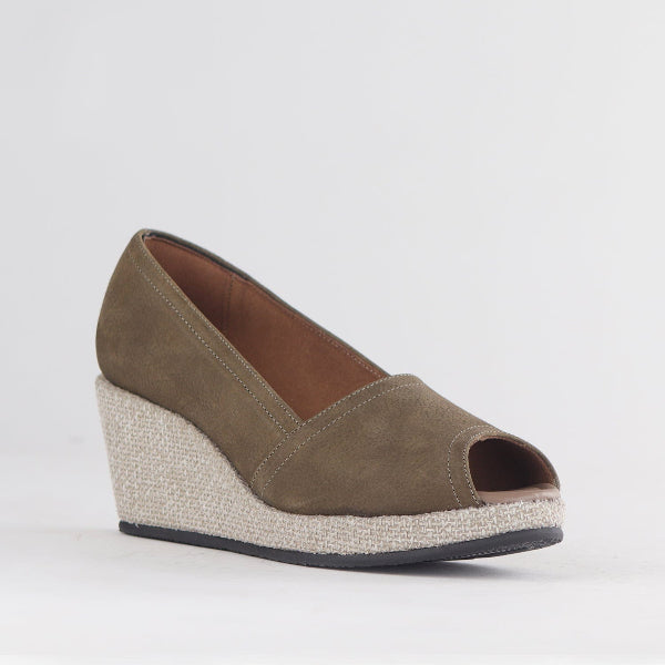 Froggie Shoes Shoes Peep Toe Wedge in Forest - 11171