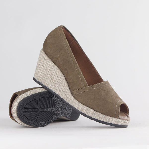 Froggie Shoes Shoes Peep Toe Wedge in Forest - 11171