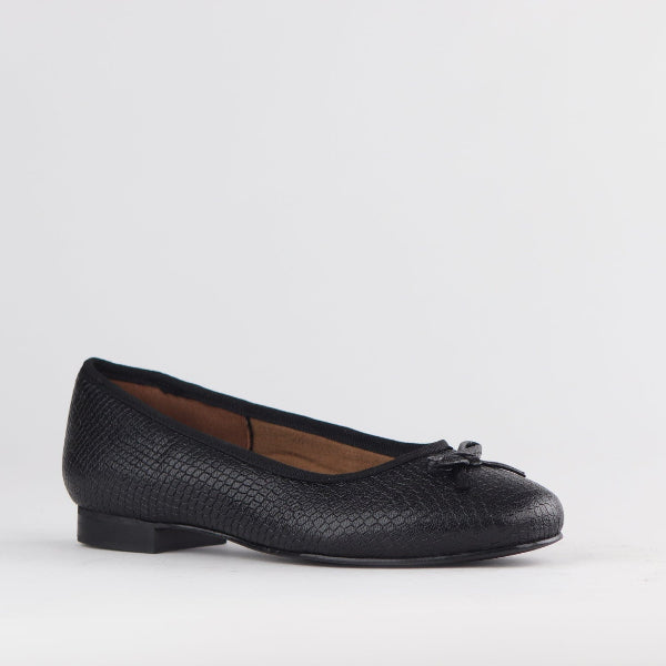 Froggie Shoes Shoes Soft Square Toe Ballerina Flat Pump with Bow in Black Multi- 12796