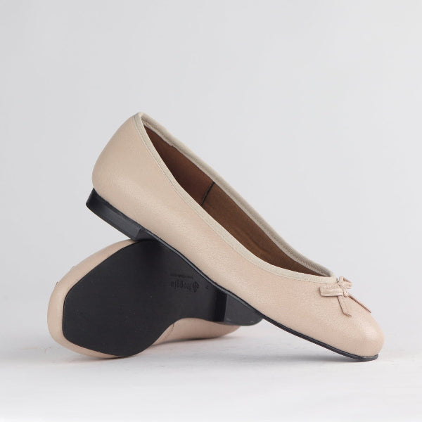 Froggie Shoes Shoes Soft Square Toe Ballerina Flat Pump with Bow in Ivory Multi- 12796