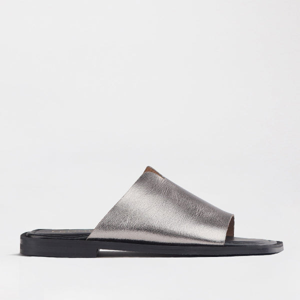 Froggie Shoes Shoes 12862 / Pewter / 4 Unlined Leather Slide in Pewter - 12862