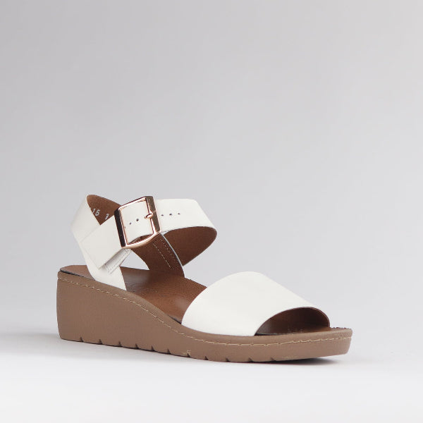 Froggie Shoes Shoes Double Band Wedge Slingback Sandal with Removable Footbed White - 12877