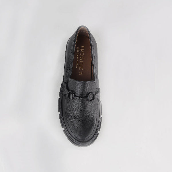 Froggie Shoes Shoes Loafer with Chunky Sole in Black - 12772