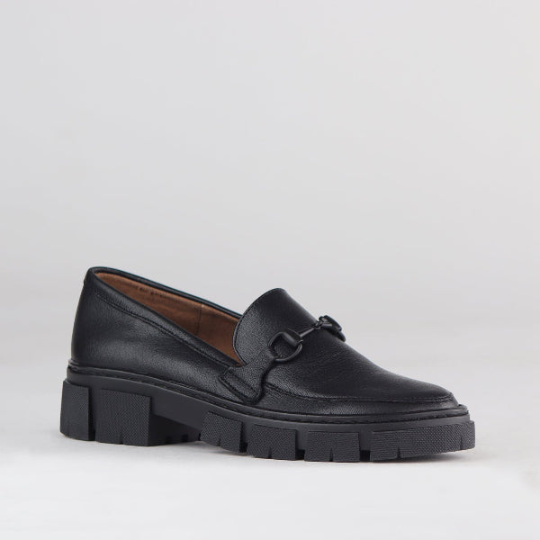 Froggie Shoes Shoes Loafer with Chunky Sole in Black - 12772