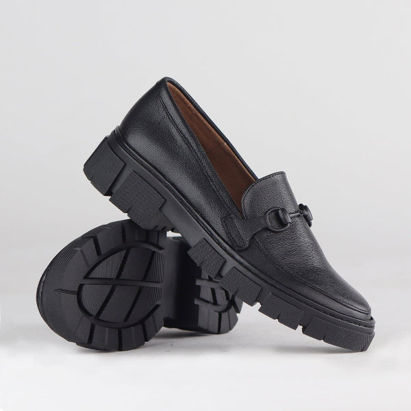 Froggie Shoes Shoes Loafer with Chunky Sole in Black - 12772