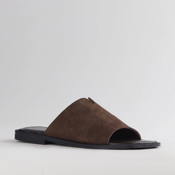 Froggie Shoes Shoes Open Toe Mule in Brown Suede - 12970