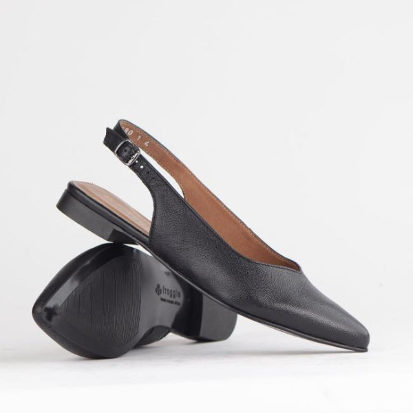 Froggie Shoes Shoes Pointed Flat Slingback in Black - 12729